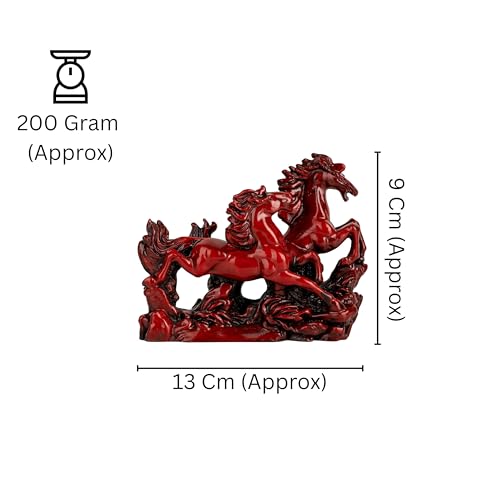 TREE MAISON CORONATING HOMES Red Horse | Size - 4 Inch |Weight- 200gm Approx | Vastu Two Running Horses | Decorative Showpiece for Home and Office |Pack of 1 - Image 3