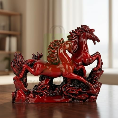 TREE MAISON CORONATING HOMES Red Horse | Size - 4 Inch |Weight- 200gm Approx | Vastu Two Running Horses | Decorative Showpiece for Home and Office |Pack of 1 - Image 4