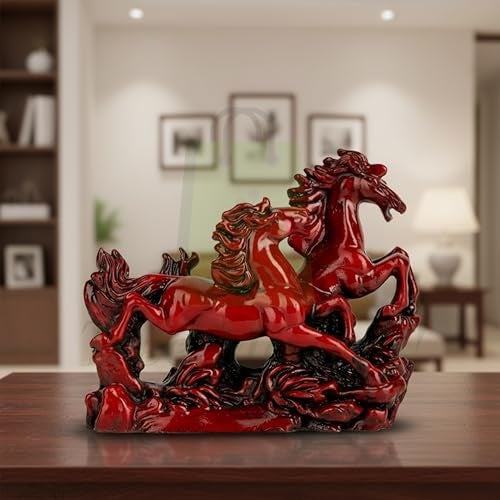 TREE MAISON CORONATING HOMES Red Horse | Size - 4 Inch |Weight- 200gm Approx | Vastu Two Running Horses | Decorative Showpiece for Home and Office |Pack of 1 - Image 5