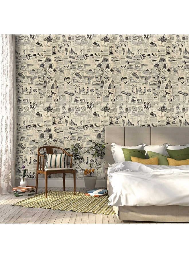 Zeemey Transform Your Home with 1pc Vintage Newspaper Distressed Wallpaper - Self Adhesive for Cabinets, Tables & Chairs!(45*1000CM) - Image 5