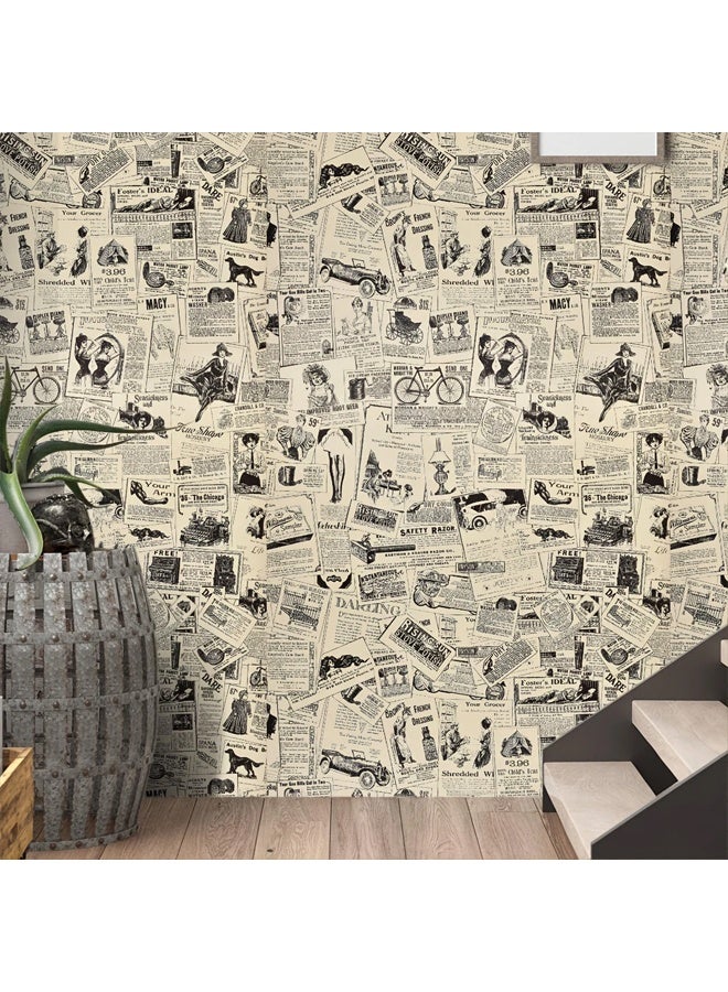 Zeemey Transform Your Home with 1pc Vintage Newspaper Distressed Wallpaper - Self Adhesive for Cabinets, Tables & Chairs!(45*1000CM) - Image 4