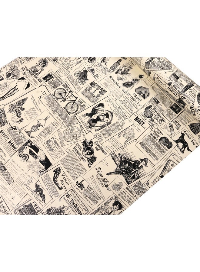 Zeemey Transform Your Home with 1pc Vintage Newspaper Distressed Wallpaper - Self Adhesive for Cabinets, Tables & Chairs!(45*1000CM) - Image 3
