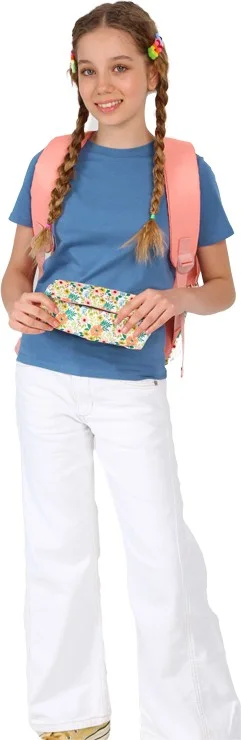 KAUKKO Soft Floral Surprise Pencil Bag Salmon