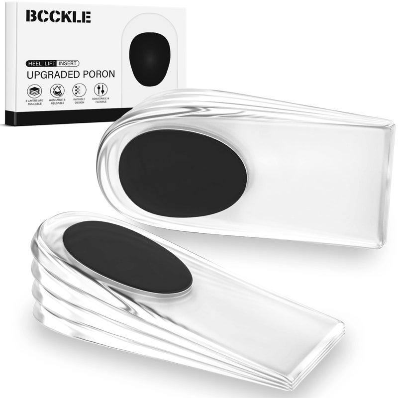 BCCKLE 4Layers Adjustable Orthopedic Heel LiftUpgrade Poron Heel Pads InsertsMax AntiShock Heel Cushion for Leg Length DiscrepanciesHeel SpursHeel Pain Sports Injuriesand Achilles tendonitis