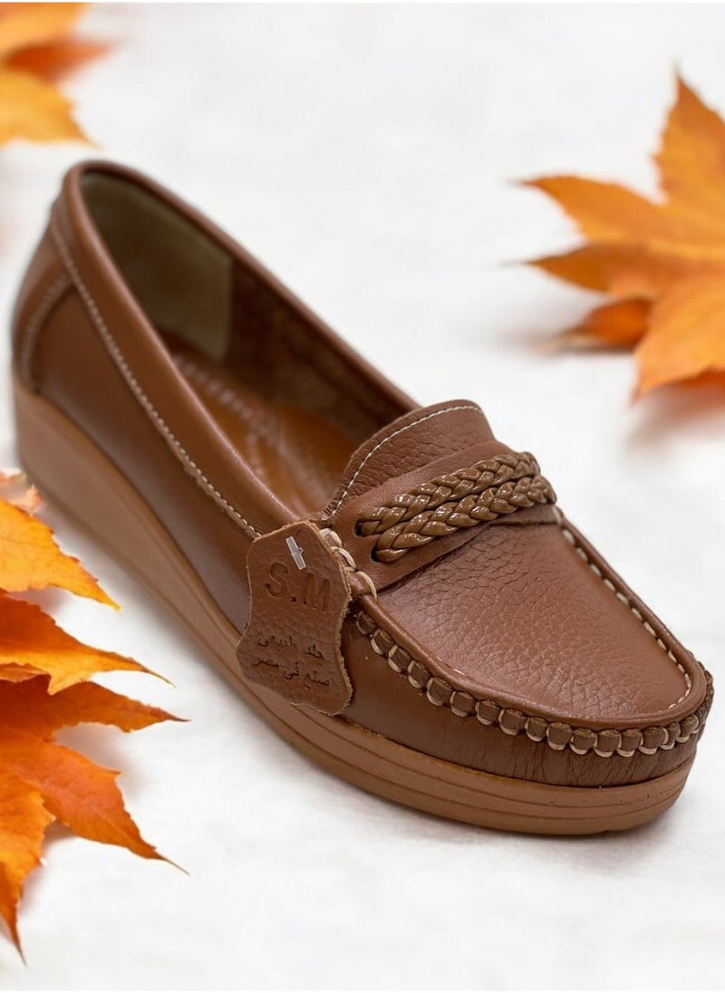 PACIFIC Brown Havan leather Women Slip On Shoes Medical insole high quality 