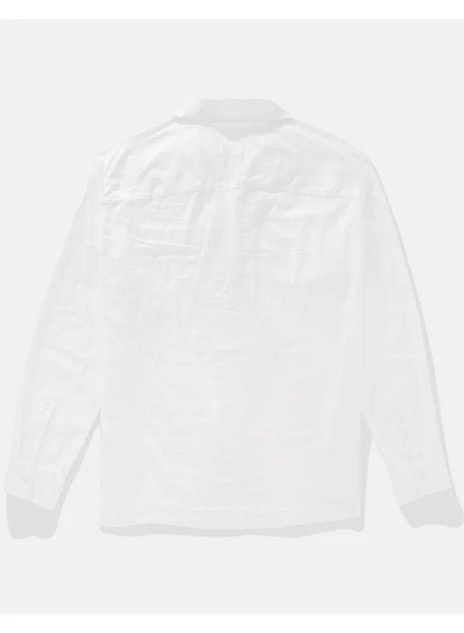 امريكان ايجل Long-Sleeve Linen-Blend Popover Shirt