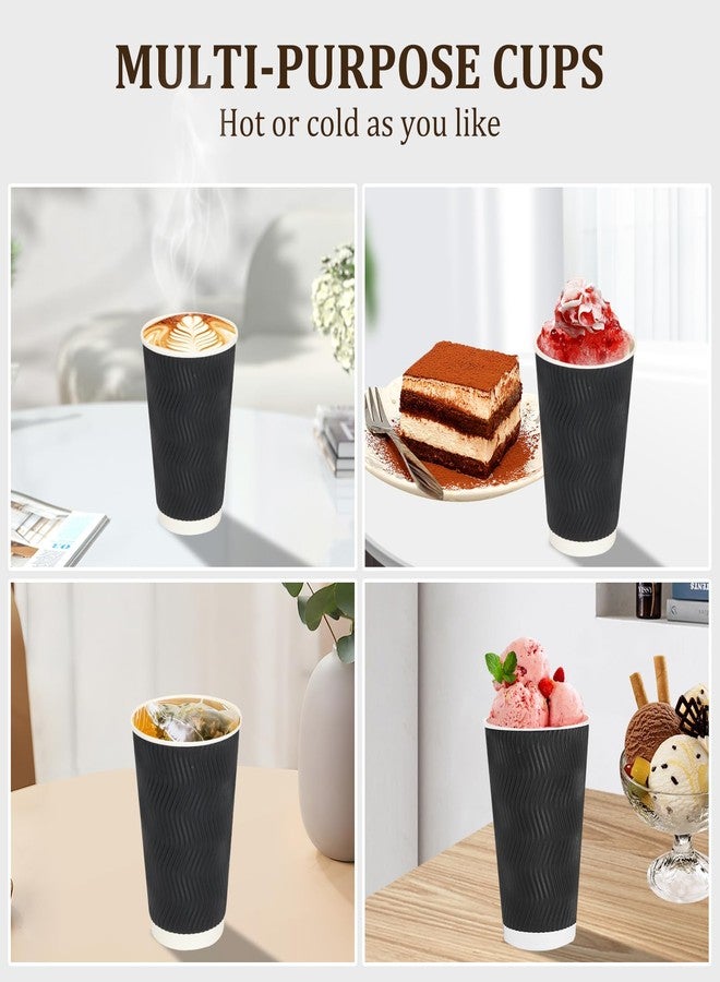 AIRE أكواب قهوة AIRE 80 مع أغطية سعة 16 أونصة أكواب قهوة قابلة للتصرف للمشروبات الساخنة والباردة، أكواب قهوة للسفر مع أغطية، مصاصات، مجموعة أكواب ورقية معزولة للاستخدام المنزلي، المكتب، السفر، المقهى، باللون الأسود - Image 4