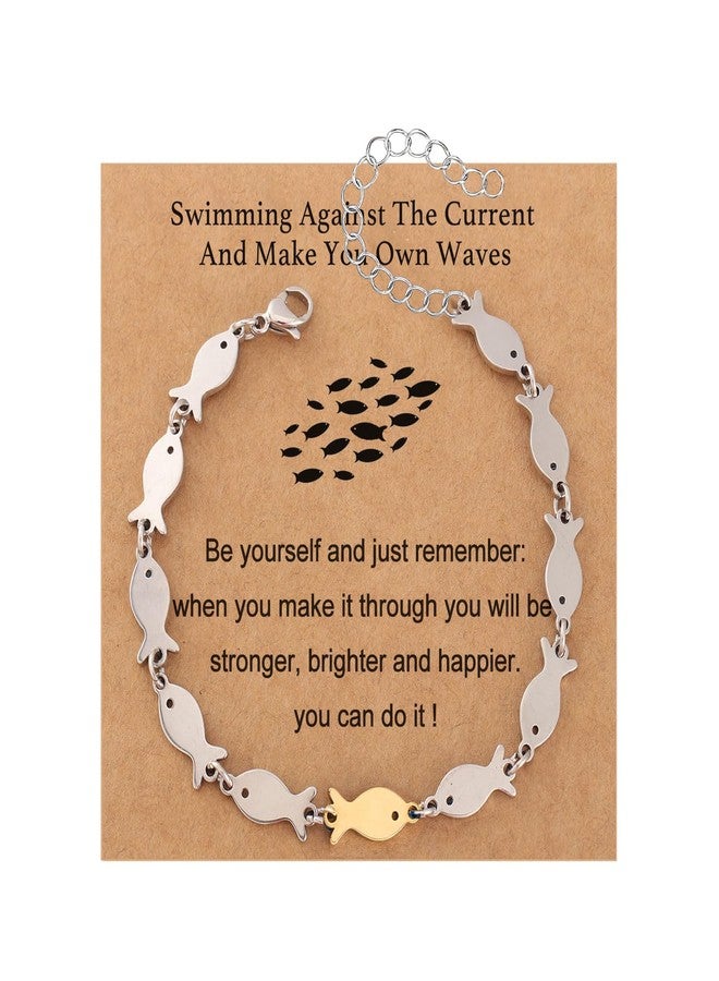 AULSIEY Swim Against The Current Bracelet,Wave Inspirational Bracelet Gifts for Women, Get Well Thinking of You Gifts, The Chosen Merchandise Gift,Encouragement Gift for Best Friend Sister - G - Image 1