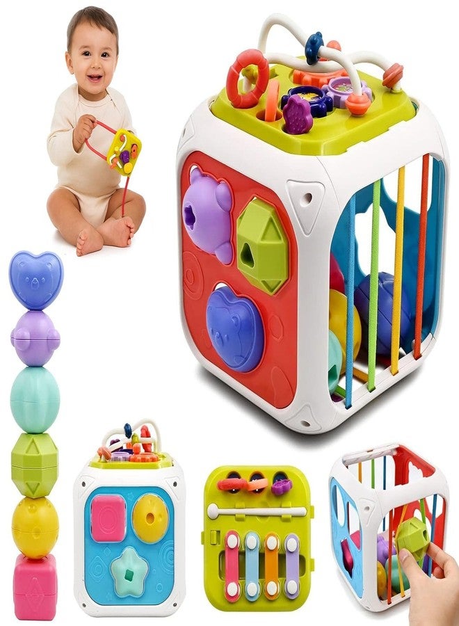 PROBABE 7 in 1 Montessori Cube Baby Toy - Montessori Sensory Learning Plastic Activity Cube Shape Sorter, Stacking, Stacking Blocks - Image 1