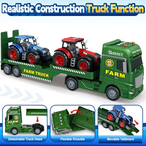 spring flower SpringFlower Toddler Boy Truck Toys 25 Large Farm Vehicles Truck Toy with Tractors3 in 1 Farm Boy Vehicle Christmas Birthday Gifts for Kids 3 4 5 6 Years Old - Image 5