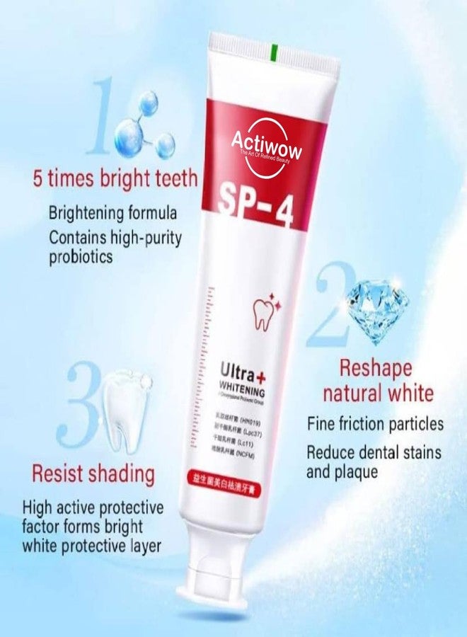ActiWow SP4 Probiotic Whitening Toothpaste - Ultra Bright Smile & Fresh Breath, Advanced Formula 40g - Image 4