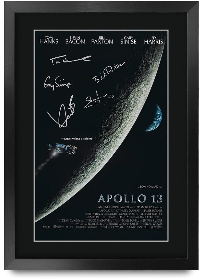 HWC Trading HWC Trading Apollo 13 Movie Poster Tom Hanks, Kevin Bacon 16 x 12 inch Framed Gifts Printed Poster Signed Autograph Picture for Movie Memorabilia Fans - 16" x 12" Framed  - Image 1