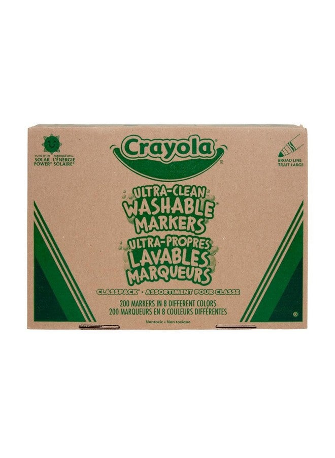كرايولا أقلام تلوين Crayola Broad Line القابلة للغسل - 200 قطعة (8 ألوان)، أقلام تلوين للأطفال في الفصول الدراسية، العودة إلى المدرسة، يجب أن تكون في الفصل الدراسي للمعلم - Image 1