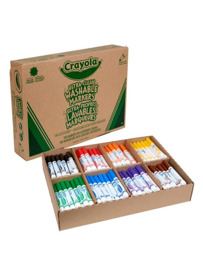 كرايولا أقلام تلوين Crayola Broad Line القابلة للغسل - 200 قطعة (8 ألوان)، أقلام تلوين للأطفال في الفصول الدراسية، العودة إلى المدرسة، يجب أن تكون في الفصل الدراسي للمعلم - Image 2