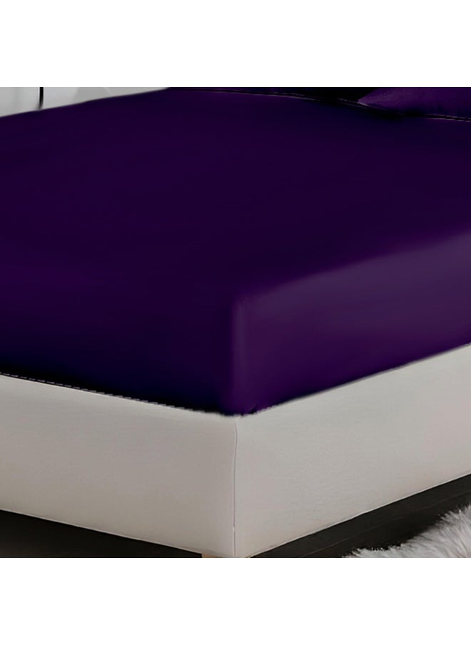 Rest - 3-Piece Violet Plush 160X200+30Cm Fitted Bedsheet Set Includes 1 Deep Pocket Fitted Bedsheet And 2 Pillow Covers, Breathable And Machine Washable - Image 1