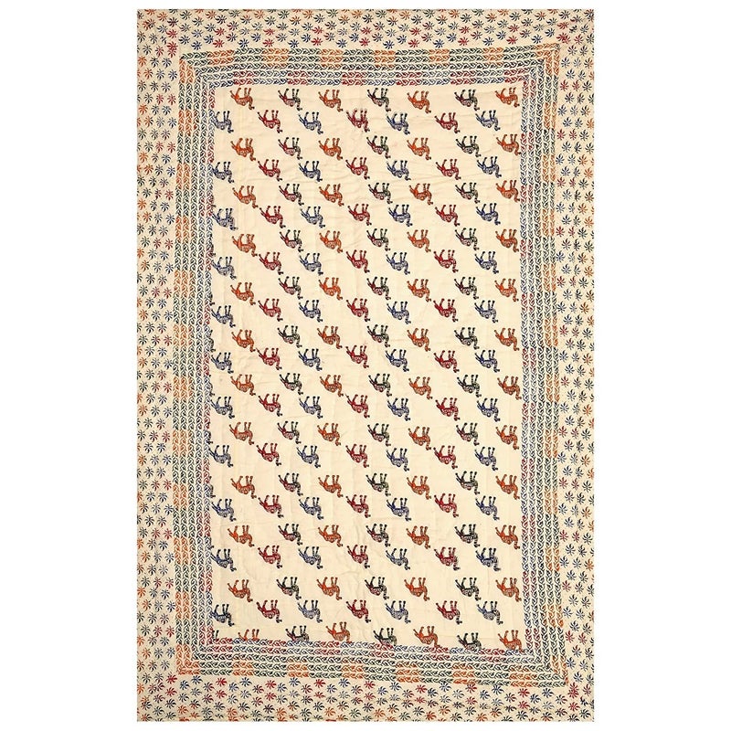 LOARSHY Pure Cotton Animal Printed Quilt | Lightweight and Warm Jaipuri Rajasthani Single Bed Razai | Soft Razai for Winters | Beautiful Gift Item - Image 3
