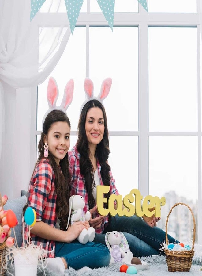YAHPERN 2 Pairs Easter Earrings for Women Beaded Easter Egg Bunny Earrings Letter HAPPY EASTER Earrings Cute Rabbit Dangle Earrings Spring Holiday Jewelry Gifts (Style C) - Image 3