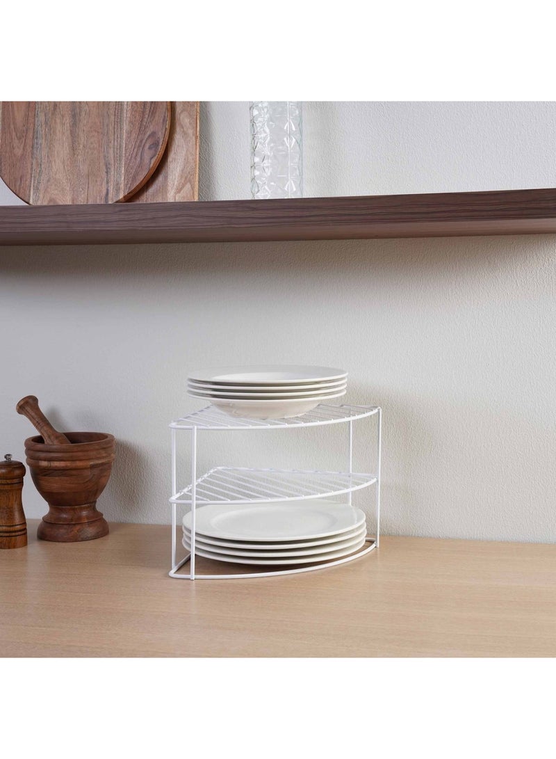 Pan Home Essentials 3-Tier Corner Plate Organizer 25x25x20cm - White - Image 4