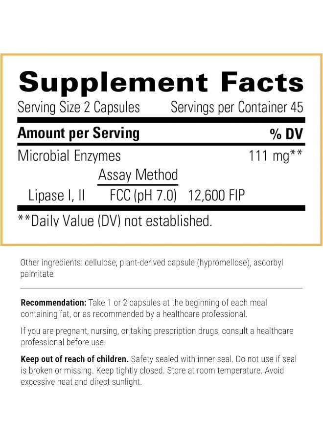 Integrative Therapeutics Lipase Concentrate HP 90 Capsules - Image 2