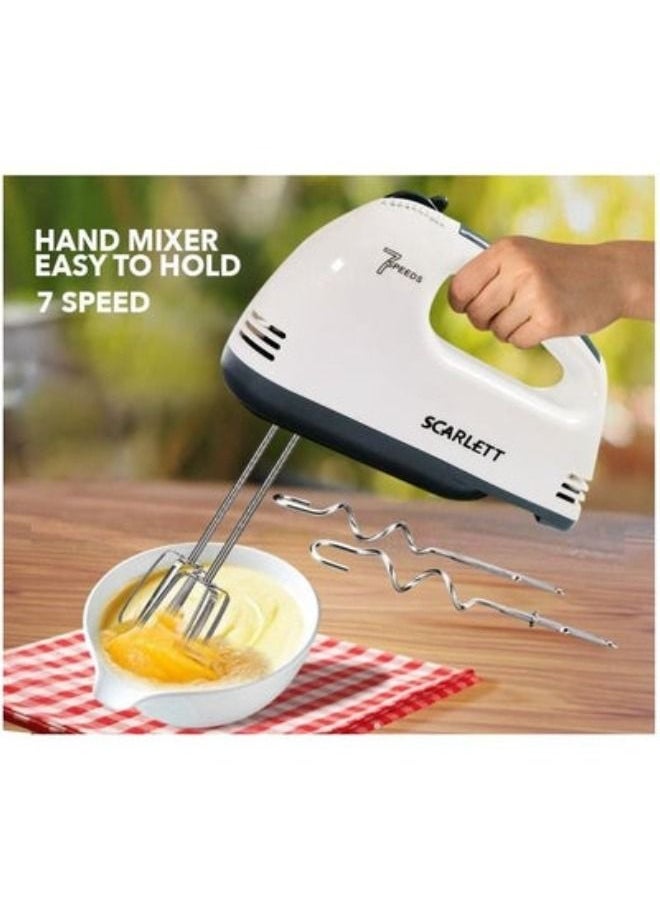 Scarlett 7 Speed Hand Mixer With two chrome Beater and two Dough Hook  - Image 2