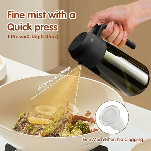 ‎YARRAMATE YARRAMATE 16oz/470ml 2PCS Light Blockage Dark Oil Sprayer for Cooking, 2 in 1 Olive Oil Dispenser Bottle for Kitchen, Green Glass Oil Bottle, Food-Grade Oil Mister for Air Fryer, BBQ (Black & Green) - Image 4