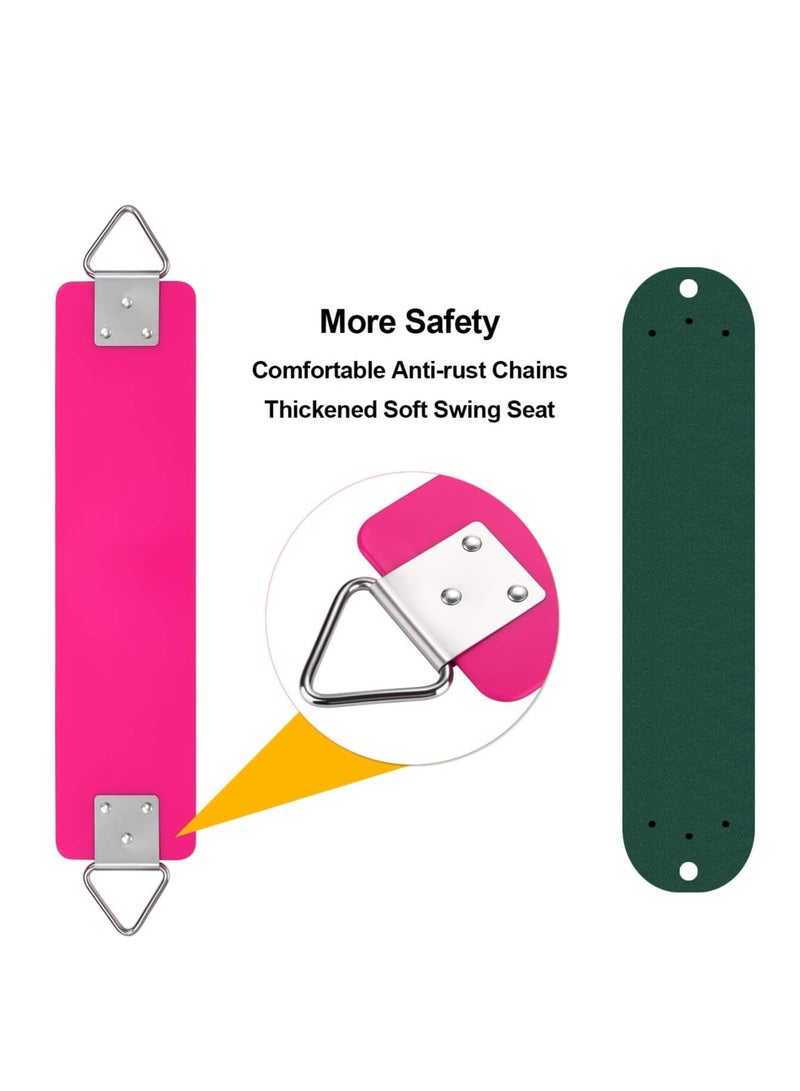 فنز  مقعد متأرجح مع سلاسل مقاومة للصدأ بطول 150 سم ومطلية بالبلاستيك الحراري يدعم استبدال مقعد متأرجح بوزن 110 كجم مع خطافات إطباقية للملعب الخارجي باللون وردي - Image 3