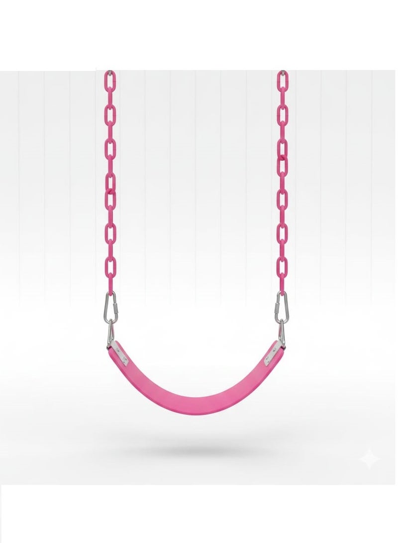 فنز  مقعد متأرجح مع سلاسل مقاومة للصدأ بطول 150 سم ومطلية بالبلاستيك الحراري يدعم استبدال مقعد متأرجح بوزن 110 كجم مع خطافات إطباقية للملعب الخارجي باللون وردي - Image 5