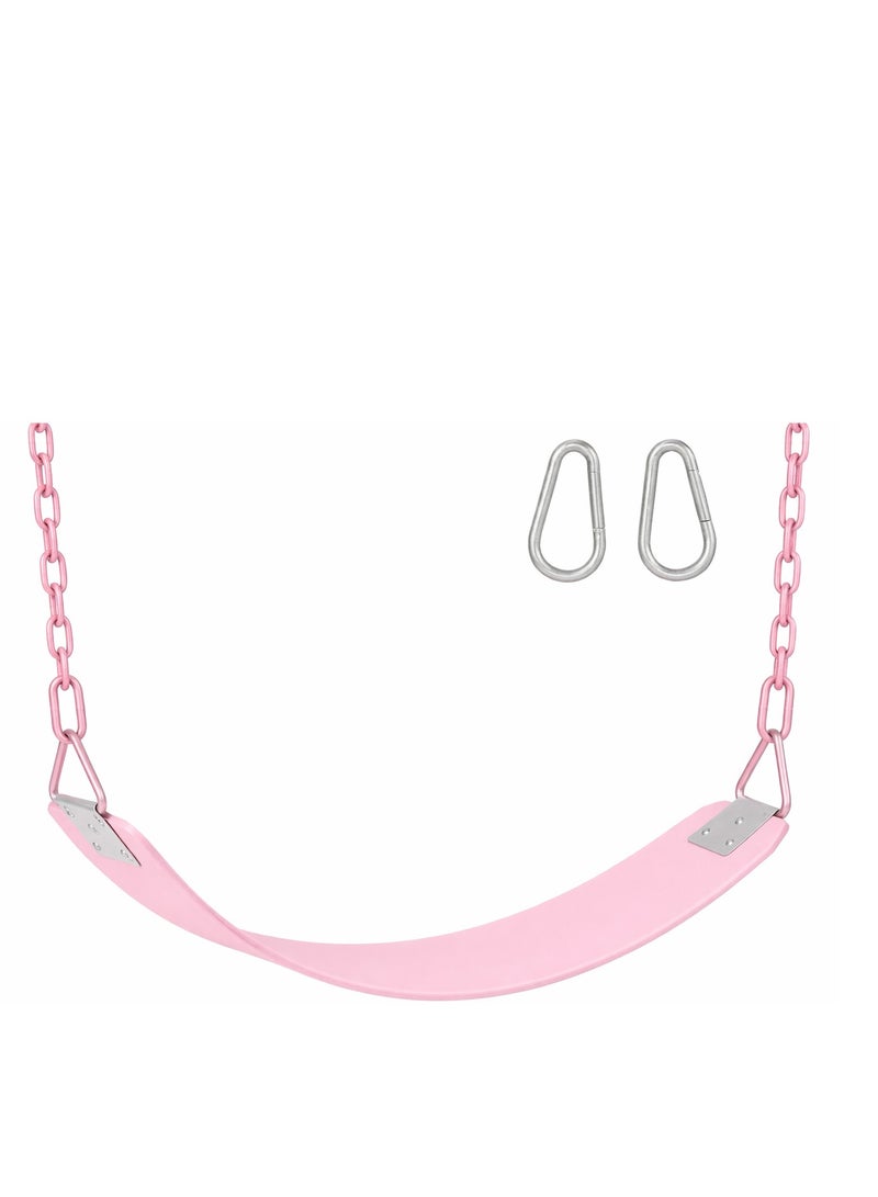 فنز  مقعد متأرجح مع سلاسل مقاومة للصدأ بطول 150 سم ومطلية بالبلاستيك الحراري يدعم استبدال مقعد متأرجح بوزن 110 كجم مع خطافات إطباقية للملعب الخارجي باللون وردي - Image 1