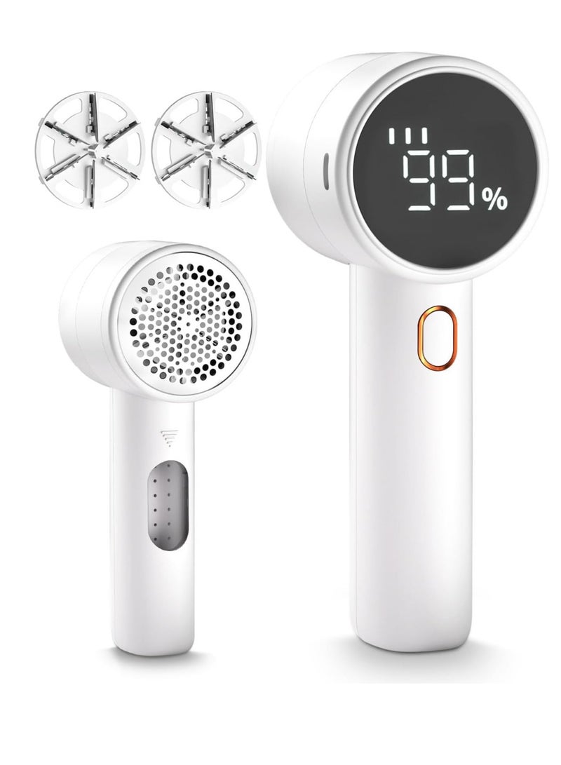 Fabric Shaver, Lint Remover Rechargeable, Electric Portable Sweater Defuzzer with 3 Speeds, 6 Leaf Blades, Digital LED Display to Remove Pilling for Clothes, Furniture, Sweater, Couch, Blanket - Image 1