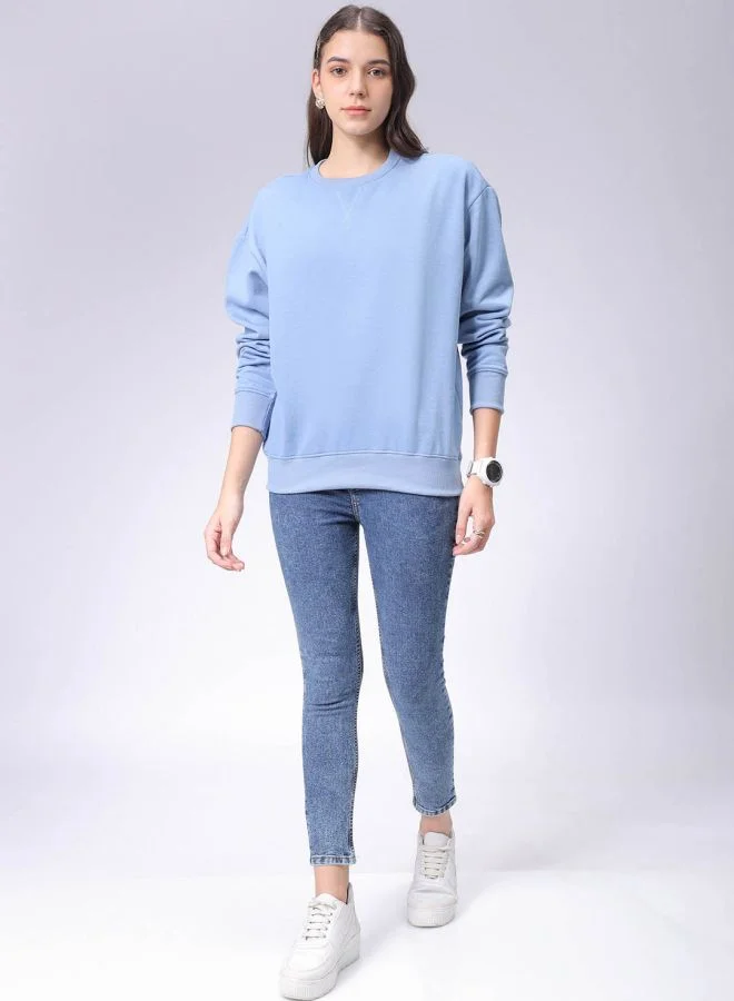 Freehand Women Boxy Fit Solid Oversized Sweatshirt