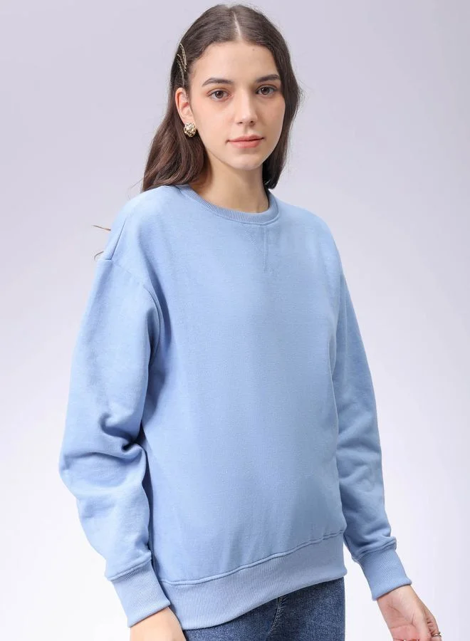Freehand Women Boxy Fit Solid Oversized Sweatshirt