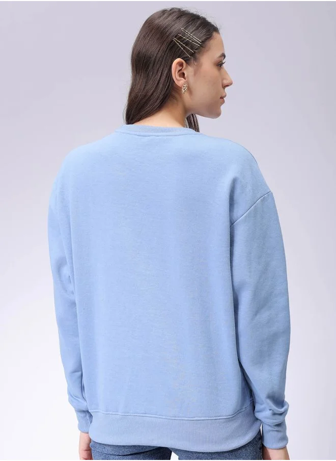 Freehand Women Boxy Fit Solid Oversized Sweatshirt