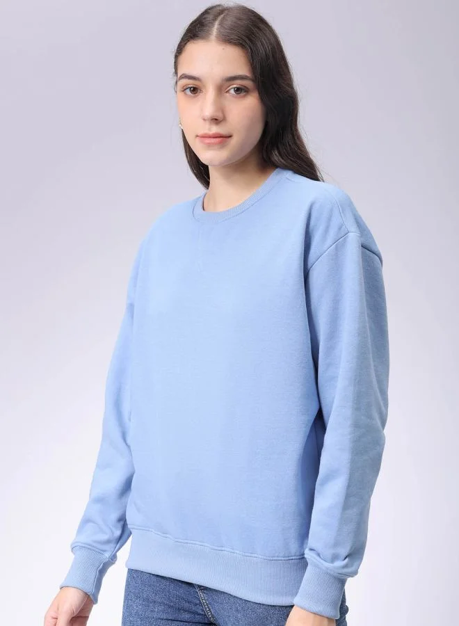 Freehand Women Boxy Fit Solid Oversized Sweatshirt