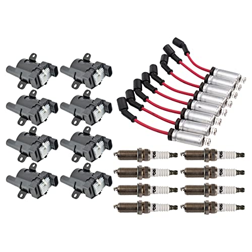 TRQ Performance Ignition Kit Ignition Coil Spark Plugs Wire Set Compatible with 02-06 Cadillac 99-07 Chevrolet GMC 03-07 Hummer - Image 1