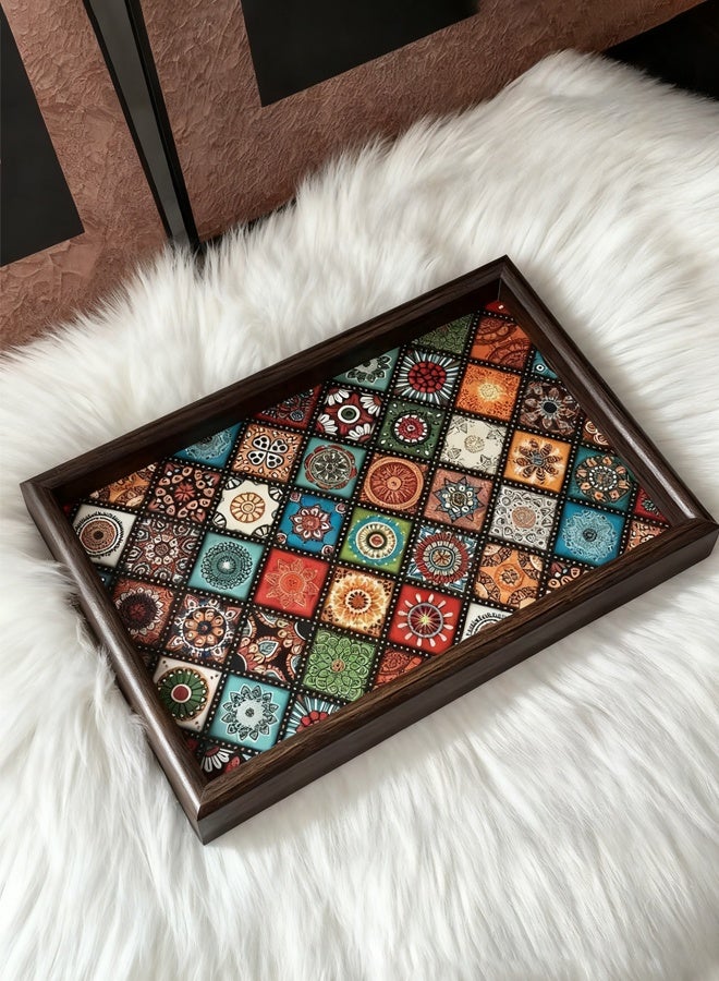 هايدو 2 قطعة صينية خشبية مقاس 20×30 سم، صناديق زينة بتصميم بومبي، لتخزين وعرض المنزل - Image 3