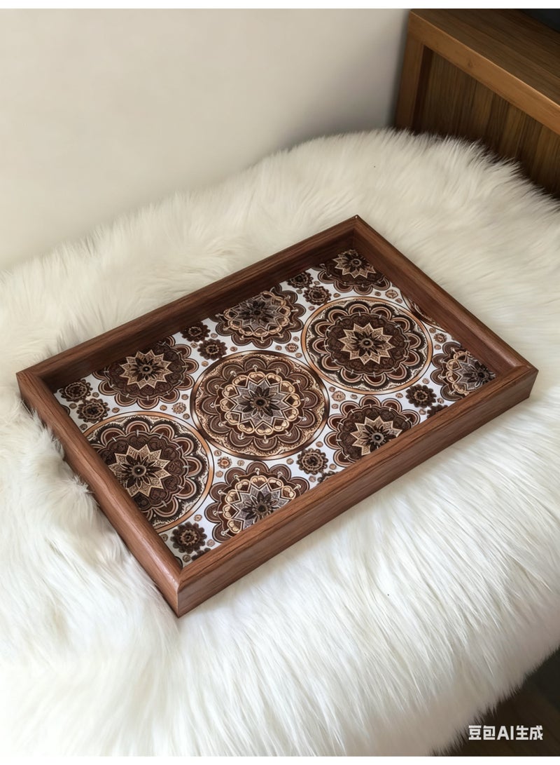 هايدو 2 قطعة صينية خشبية مقاس 20×30 سم، صناديق زينة بتصميم بومبي، لتخزين وعرض المنزل - Image 2