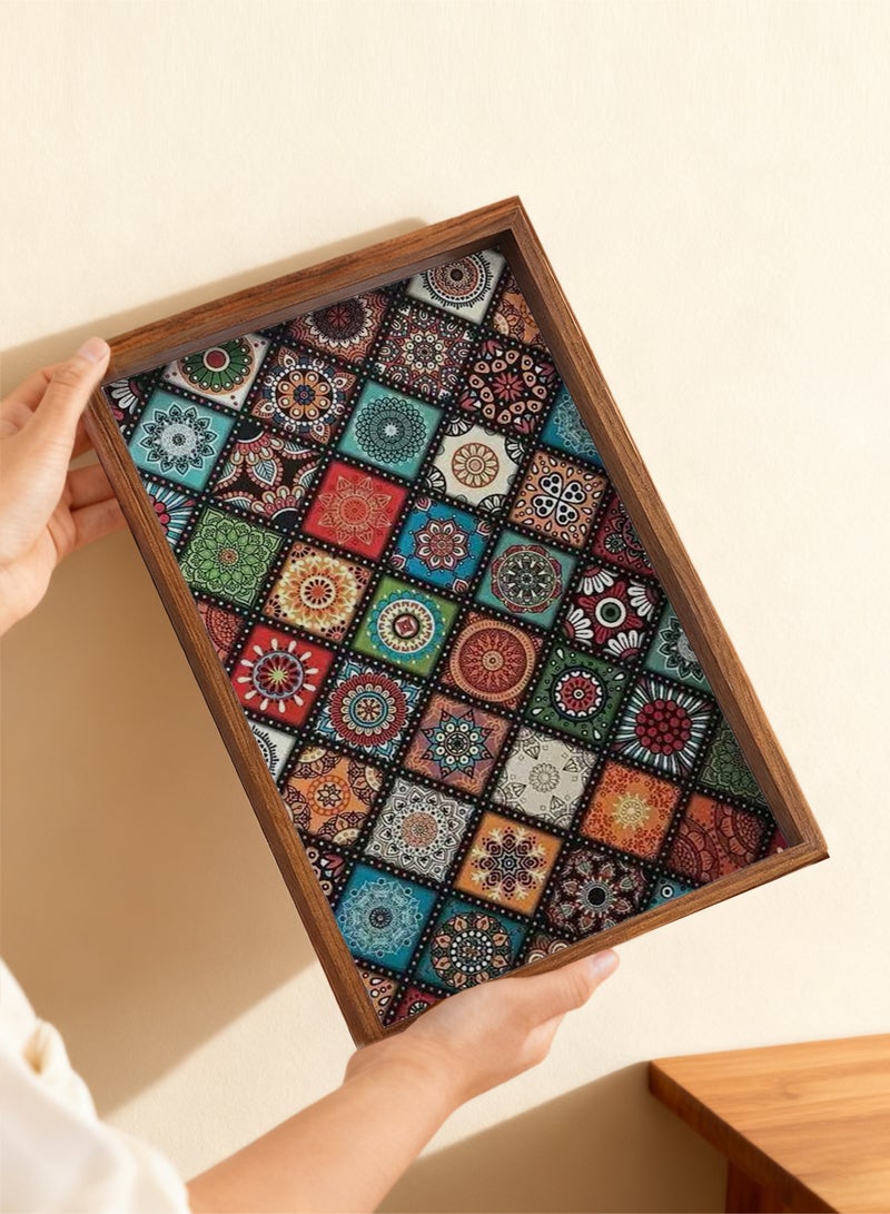 هايدو 2 قطعة صينية خشبية مقاس 20×30 سم، صناديق زينة بتصميم بومبي، لتخزين وعرض المنزل - Image 5