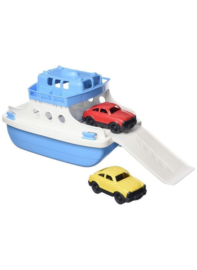 Green Toys Ferry Boat Blue/White 4C Pretend Play Motor Skills Kids Bath Toy Floating Vehicle. No Bpa Phthalates Pvc. Dishwasher Safe Recycled Plastic Made In Usa.  - Image 1