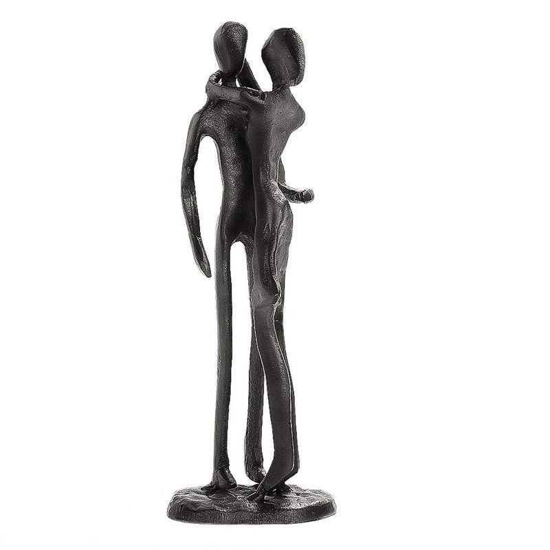 Aoneky Affectionate Couple Art Iron Sculpture Passionate Love Statue Romantic Metal Ornament Figurine Home  Office Decoration Arm Neck Hug Kiss