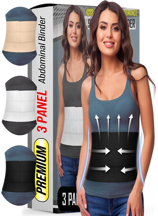 BLITZU Abdominal Binder for Women & Men Post Surgery Recovery, 9 inch 3 Panel Waist Compression Band, Wrap Support for Bariatric, Belly, Stomach, Postpartum, Hernia, Latex-free, Breathable Fabric. Black L-XL - Image 1