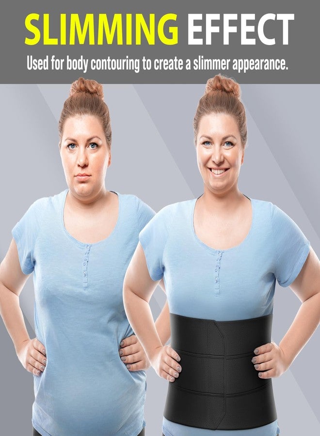 BLITZU Abdominal Binder for Women & Men Post Surgery Recovery, 9 inch 3 Panel Waist Compression Band, Wrap Support for Bariatric, Belly, Stomach, Postpartum, Hernia, Latex-free, Breathable Fabric. Black L-XL - Image 4