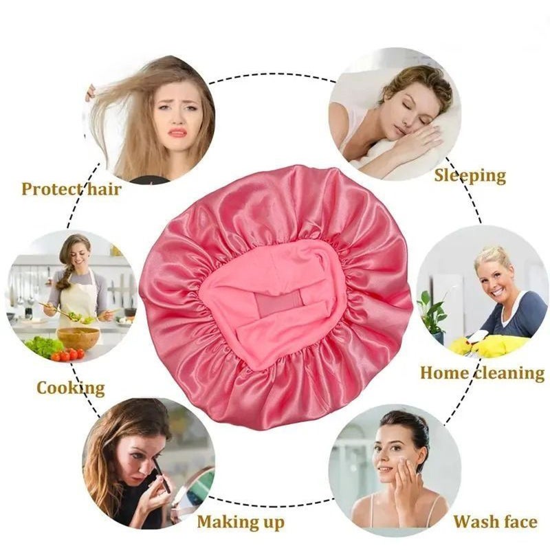 Hair Cap: Dark Grey Wide Edge Elastic Fit - Waterproof Moisture Resistant Soft Skin Friendly for Home Bath Hair Care Anti Frizz Use - Image 2