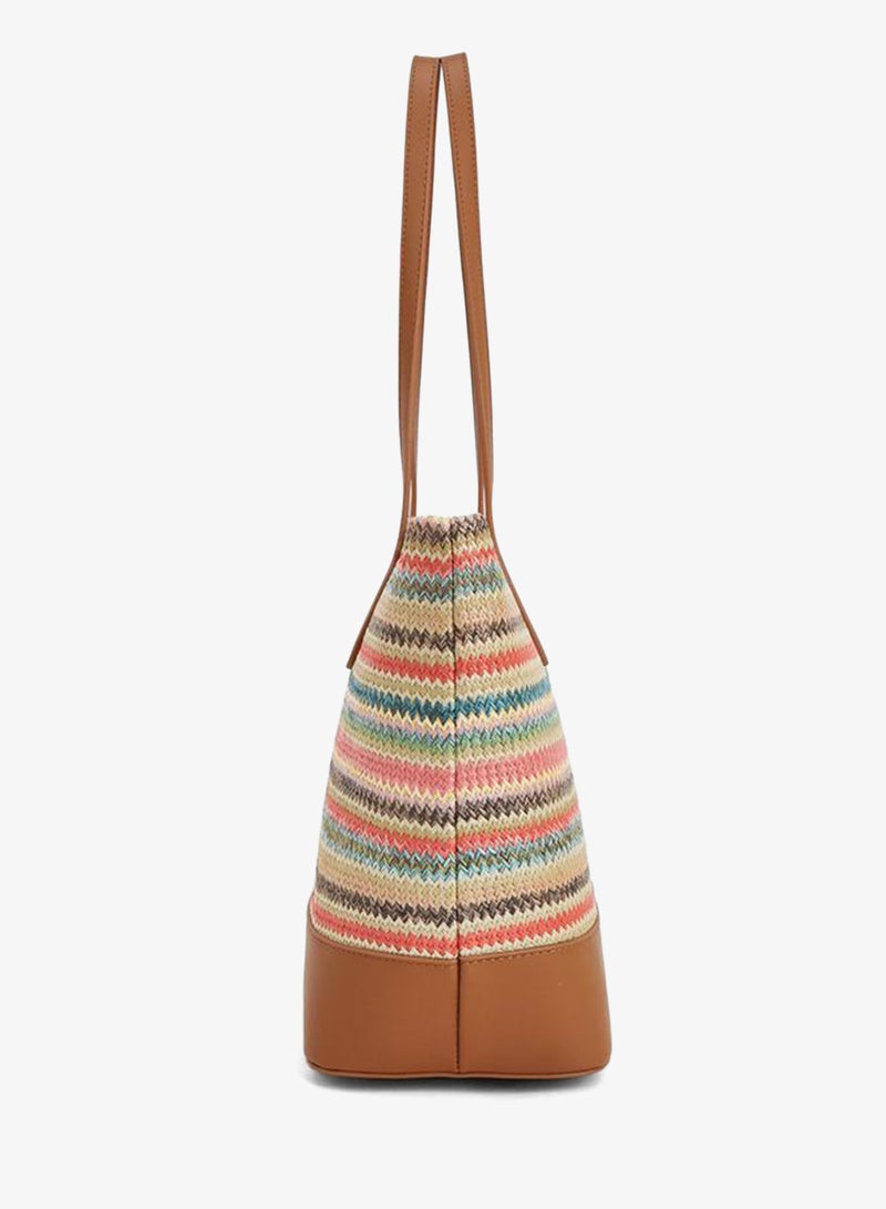 Peppermint Striped Tote Bag With Zip Closure - Image 5