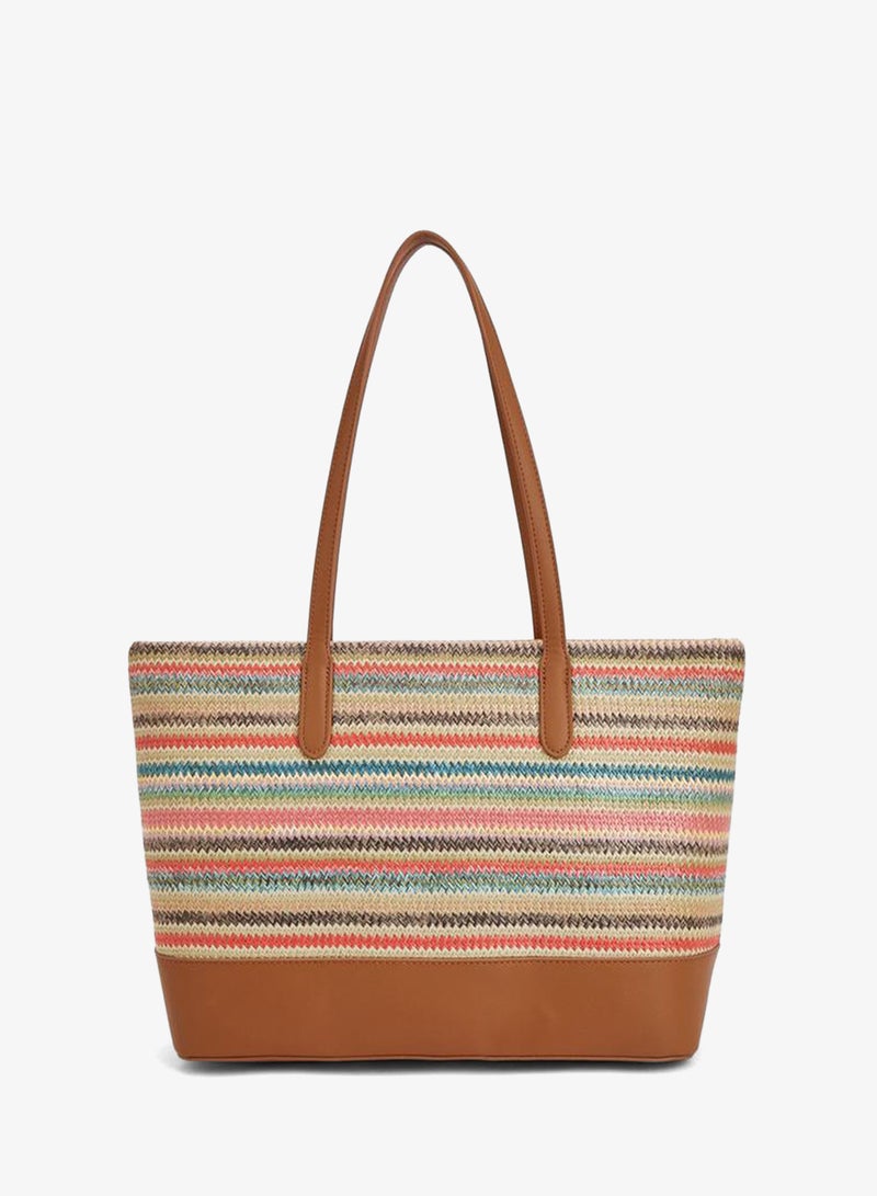 Peppermint Striped Tote Bag With Zip Closure - Image 4