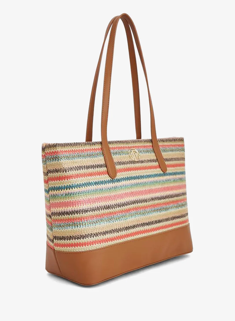 Peppermint Striped Tote Bag With Zip Closure