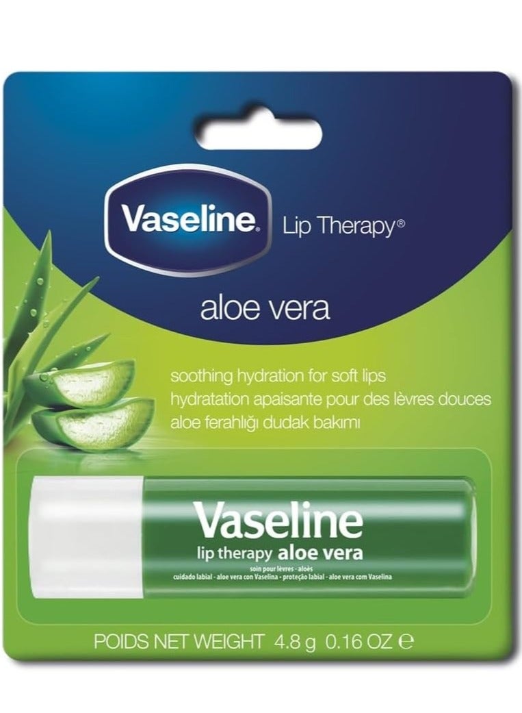 Vaseline Lip Therapy Aloe Vera Lip Balm With Pure Jelly & Rich Aloe Extracts For Shiny & Healthy Lips| Nourishes & Protects Lips| Non-greasy Lip Moisturizer for Naturally Tinted Lips| 4.8 gm - Image 1