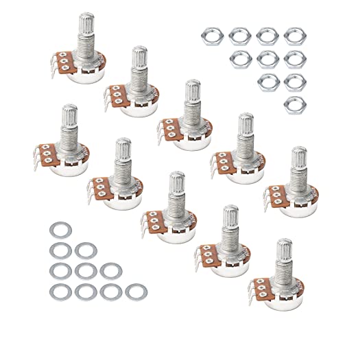 JIUWU Guitar Potentiometers Split Shaft Pots Audio Tone Switch Control Pack of 10 (B250K) - Image 1