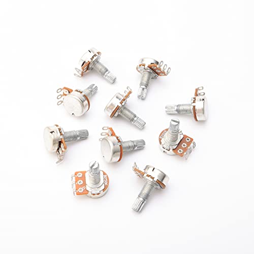 JIUWU Guitar Potentiometers Split Shaft Pots Audio Tone Switch Control Pack of 10 (B250K) - Image 4
