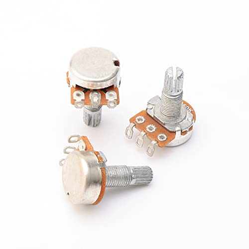 JIUWU Guitar Potentiometers Split Shaft Pots Audio Tone Switch Control Pack of 10 (B250K) - Image 3