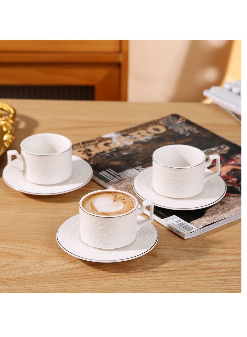 الواحة-TH 6 مجموعات من فناجين القهوة التركية الفاخرة المصنوعة من البورسلين بتصميم أنيق، طقم فناجين إسبريسو عصري، فناجين شاي عربية بوتيك، فنجان قهوة عربية - Image 2